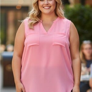 Torrid Harper Pink Sleeveless Blouse | Size 2 (2X 18/20) | Flowy Career Top
